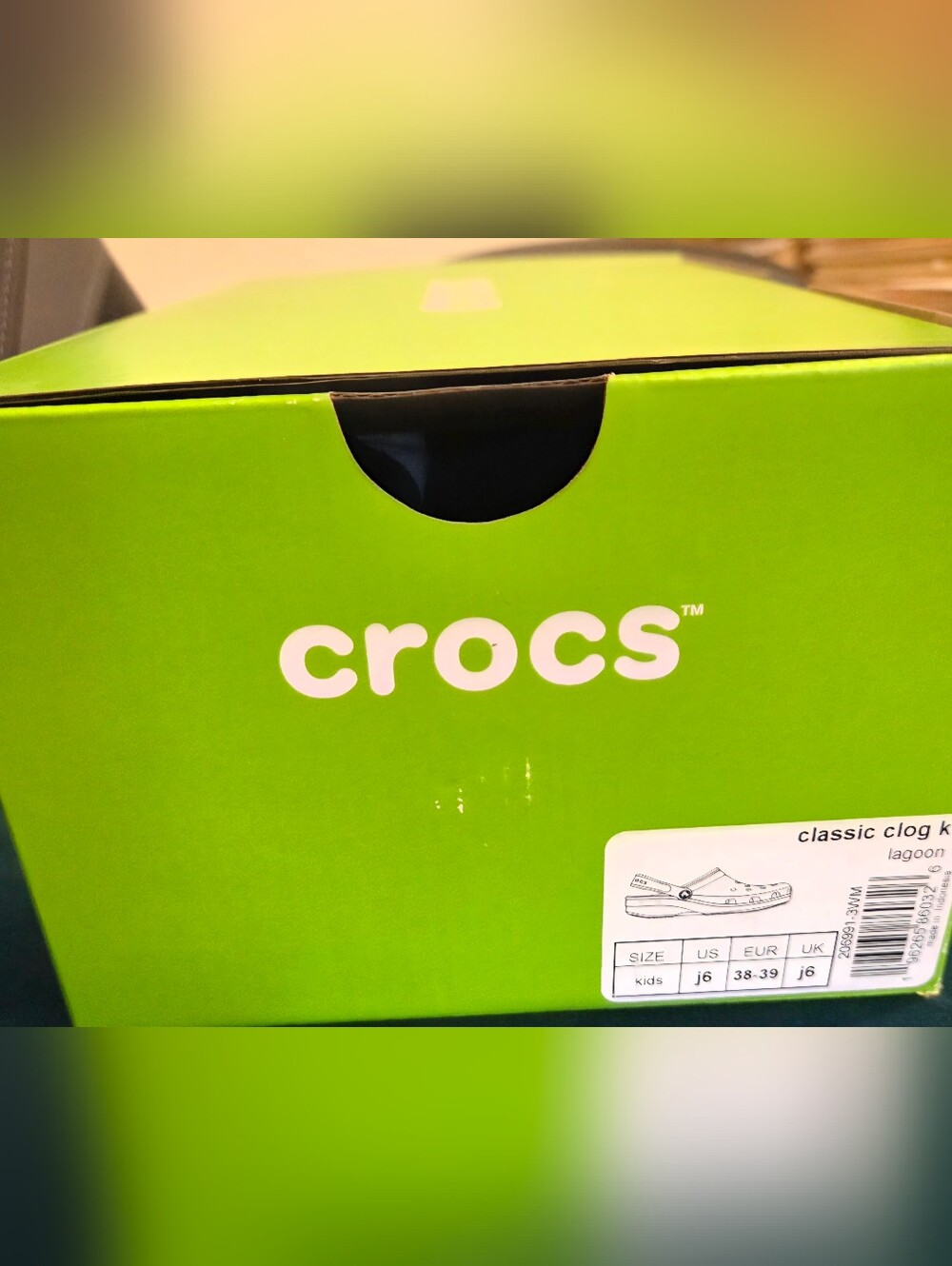 Crocs Kids Classic Clog Slip On Shoes Summer Spring Lagoon Green Kids Jr Sz 6 - Picture 5 of 6